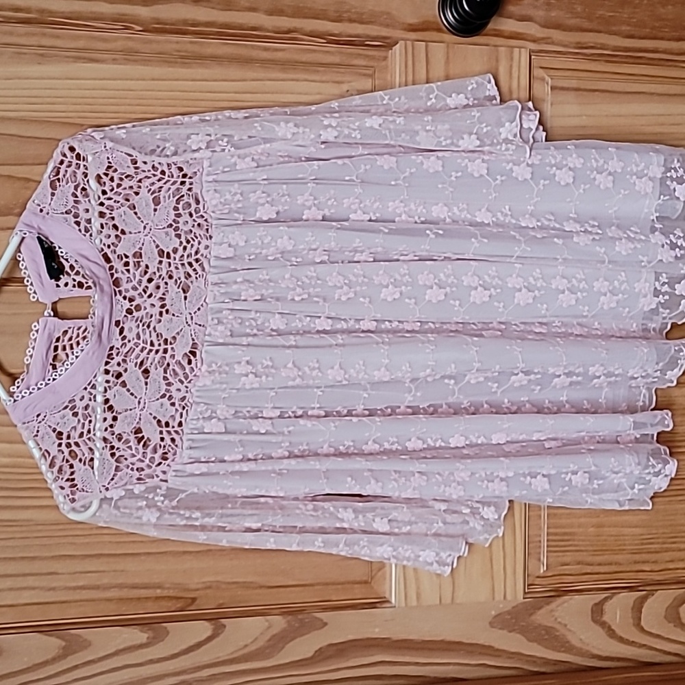 Suzanne Betro 3X lace top, long sleeve, pink